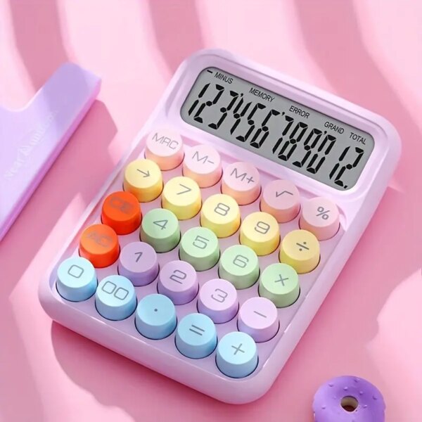 1pc Keyboard Calculator Office 12-digit Mechanical Calculator Cute Candy Color Calculator Desktop Stationery - Image 4