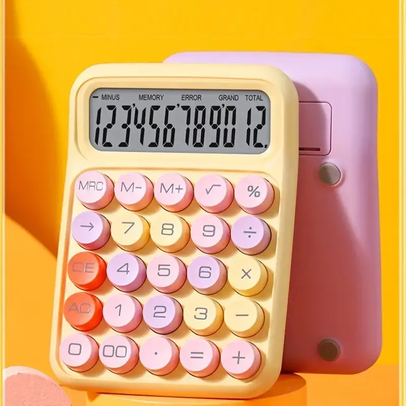 1pc Keyboard Calculator Office 12-digit Mechanical Calculator Cute Candy Color Calculator Desktop Stationery