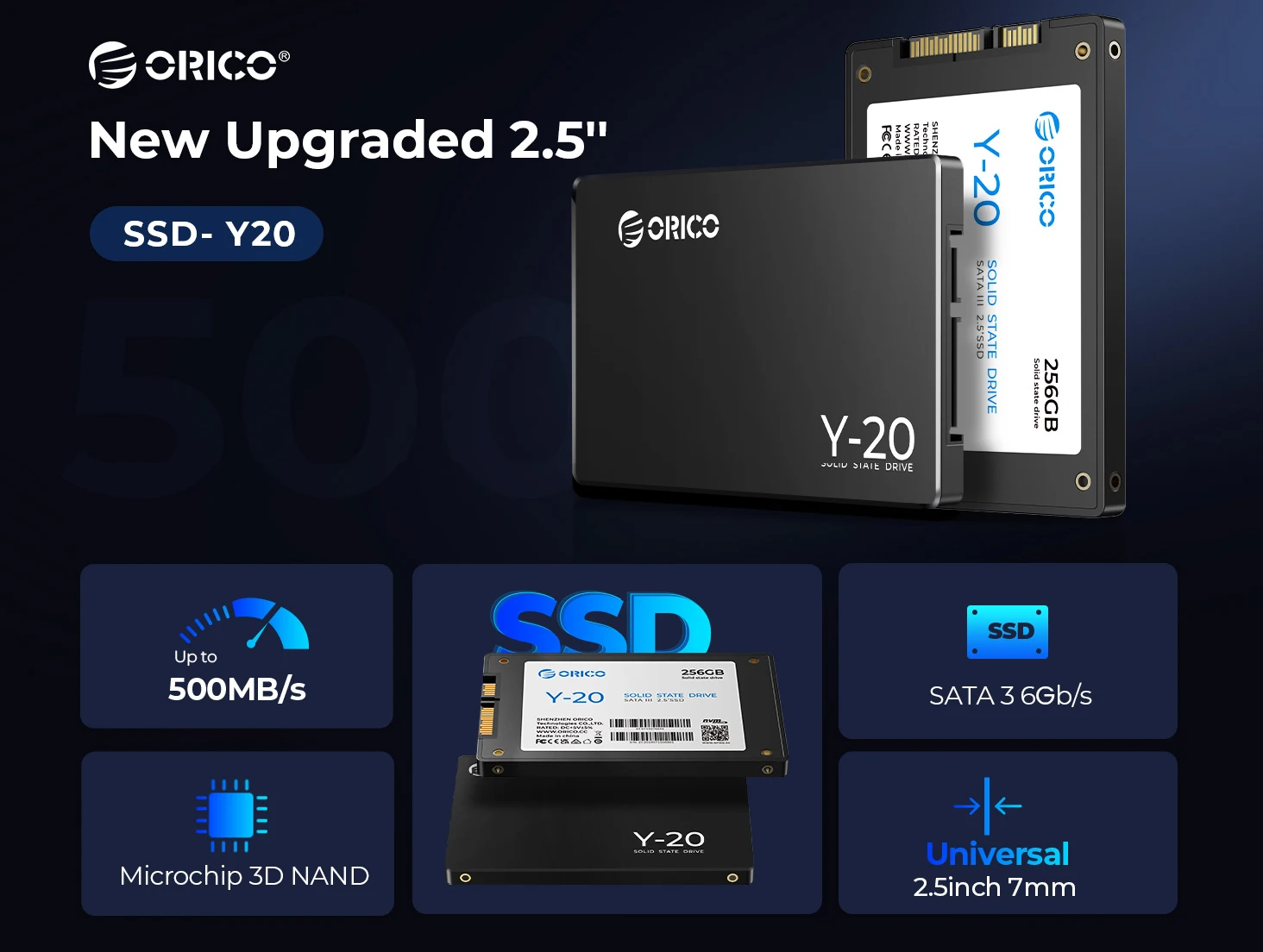 ORICO SATA III SSD 2.5” Internal Solid State Drive 3D NAND 512GB 1TB 2TB 4TB UP to 550MB/s for Upgrade PC Laptop Desktops