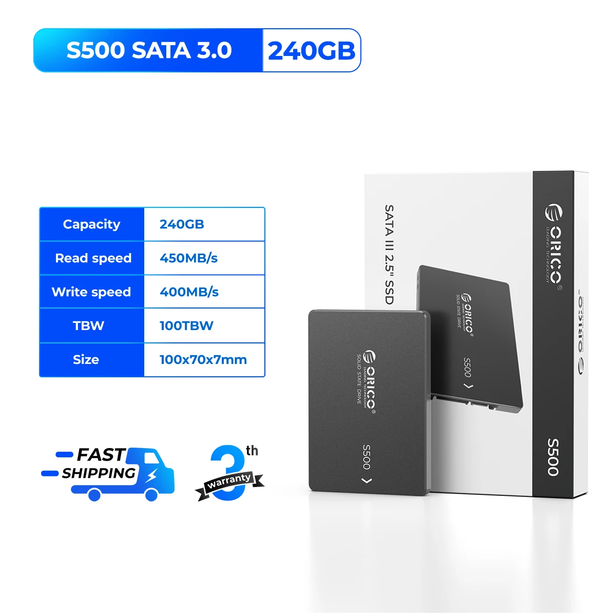 ORICO SATA III SSD 2.5” Internal Solid State Drive 3D NAND 512GB 1TB 2TB 4TB UP to 550MB/s for Upgrade PC Laptop Desktops