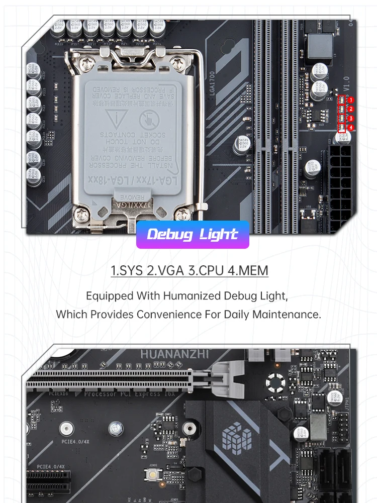 HUANANZHI B760M D4 M-ATX DDR4 Motherboard Support 12 13 Gen（ Intel LGA 1700 CPU 12100F/12400F/12490F/12600F/12700F/13600F）