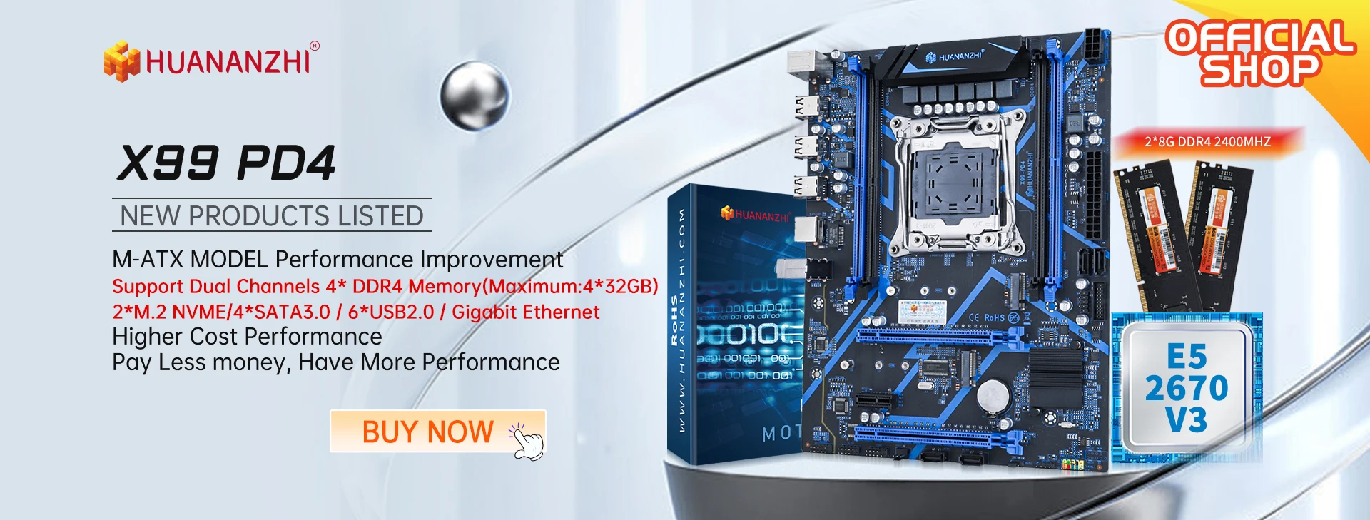 HUANANZHI B760M D4 M-ATX DDR4 Motherboard Support 12 13 Gen（ Intel LGA 1700 CPU 12100F/12400F/12490F/12600F/12700F/13600F）