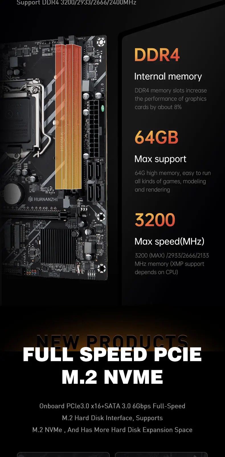 HUANANZHI H510M K M-ATX Motherboard Intel LGA 1200 Support 10 11 generation DDR4 2133 2666 2933MHz XMP 64G M.2 NVME M.2 WIFI HUANANZHI H510M K M-ATX Motherboard Intel LGA 1200 Support 10 11 generation DDR4 2133 2666 2933MHz XMP 64G M.2 NVME M.2 WIFI