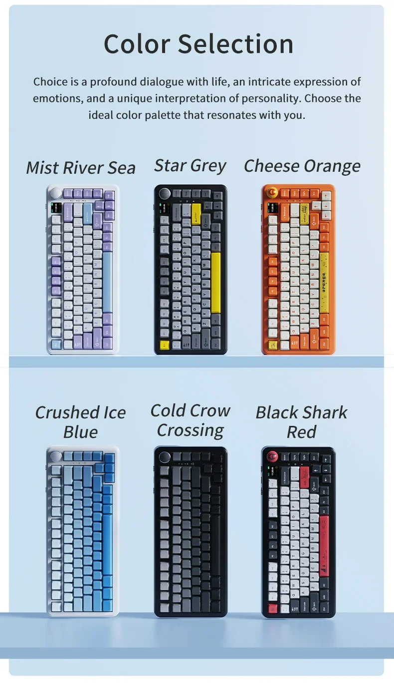 AJAZZ AK820 MAX Tri-mode RGB Gaming Mechanical Keyboard Bluetooth Wireless 2.4G Type C 82 Keys PBT Keycaps Hot Swap for Gamer PC