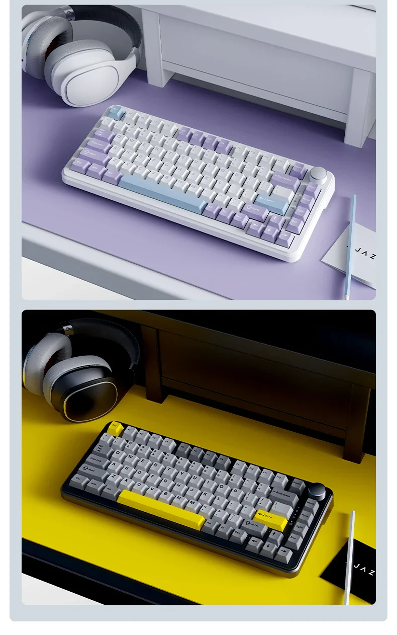 AJAZZ AK820 MAX Tri-mode RGB Gaming Mechanical Keyboard Bluetooth Wireless 2.4G Type C 82 Keys PBT Keycaps Hot Swap for Gamer PC