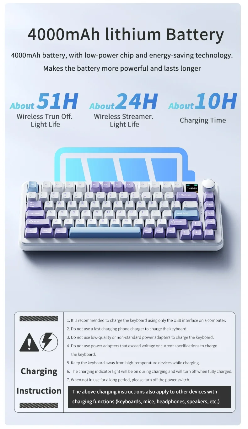 AJAZZ AK820 MAX Tri-mode RGB Gaming Mechanical Keyboard Bluetooth Wireless 2.4G Type C 82 Keys PBT Keycaps Hot Swap for Gamer PC