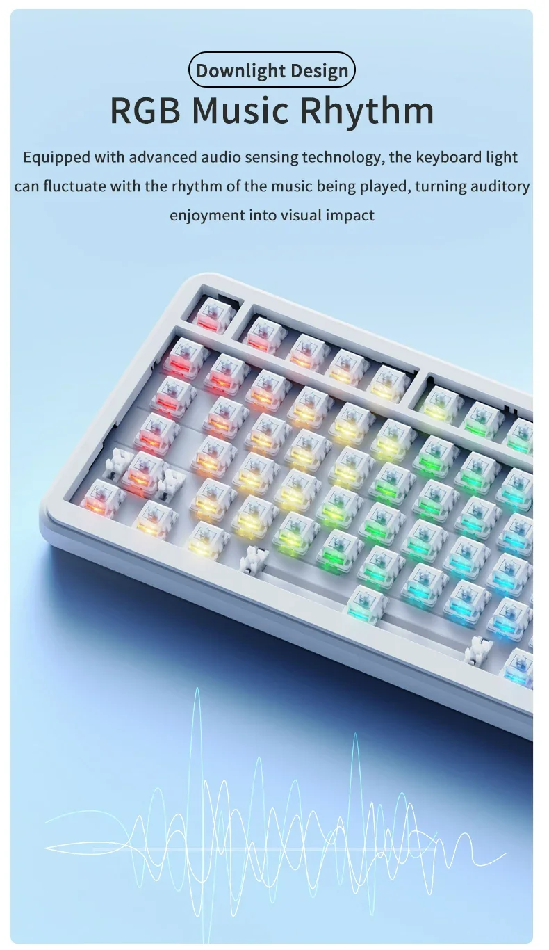 AJAZZ AK820 MAX Tri-mode RGB Gaming Mechanical Keyboard Bluetooth Wireless 2.4G Type C 82 Keys PBT Keycaps Hot Swap for Gamer PC