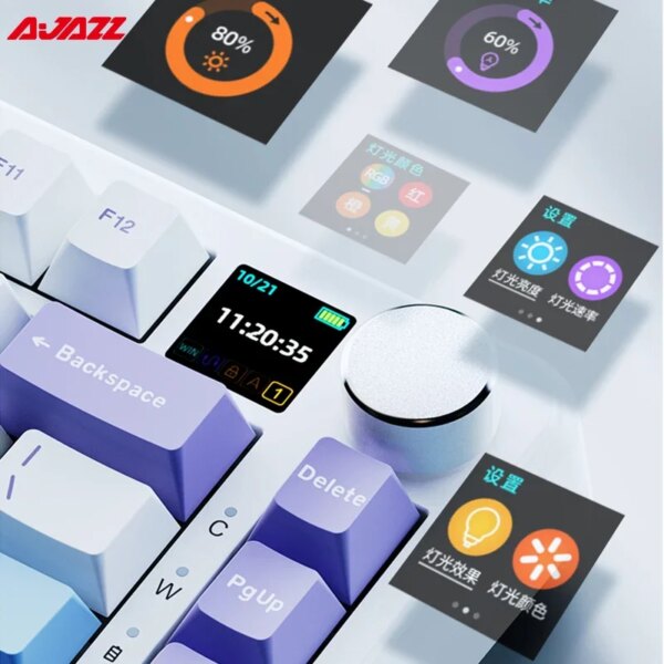 AJAZZ AK820 MAX Tri-mode RGB Gaming Mechanical Keyboard Bluetooth Wireless 2.4G Type C 82 Keys PBT Keycaps Hot Swap for Gamer PC - Image 3