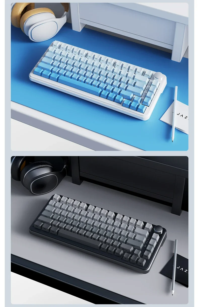 AJAZZ AK820 MAX Tri-mode RGB Gaming Mechanical Keyboard Bluetooth Wireless 2.4G Type C 82 Keys PBT Keycaps Hot Swap for Gamer PC