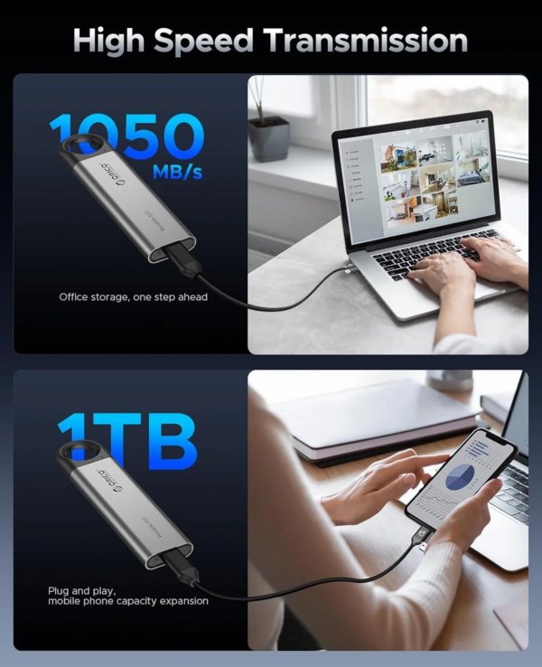 ORICO C10 1TB External SSD Up to 1050MB/S Hanging Hole Design Portable Solid State Drive Storage PSSD for Tablets Laptops C10 - Image 2