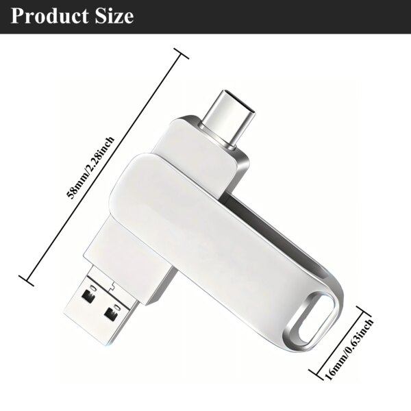 3PCS 3-in-1 USB Flash Drive 128GB 64GB 32GB 16GB 8GB, USB 2.0 High Speed U Disk, Type-C Metal Pen Drive For PC Laptops Tablets - Image 6