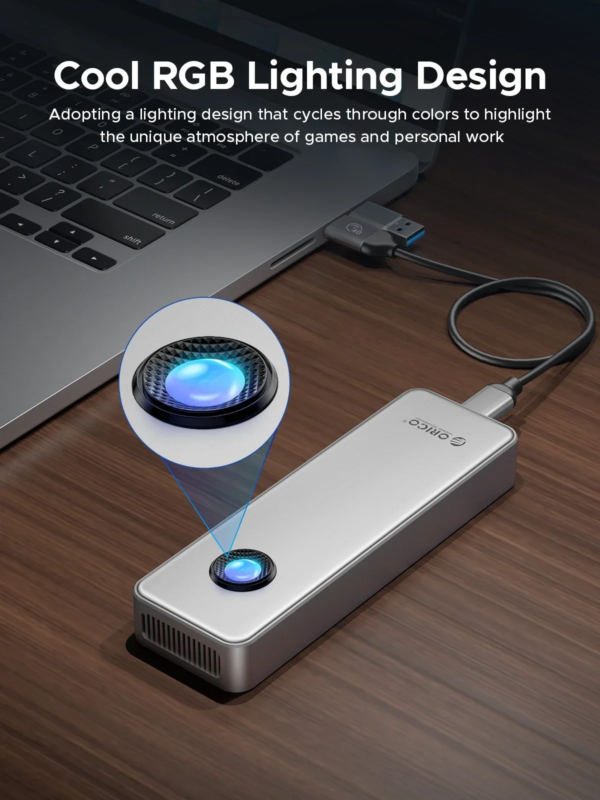 ORICO RGB 40Gbps USB4 M.2 SSD Enclosure 8TB with with Cooling Fan PCIe4.0 NVME Enclosure Aluminum Compatible Thunderbolt 3/4 - Image 5