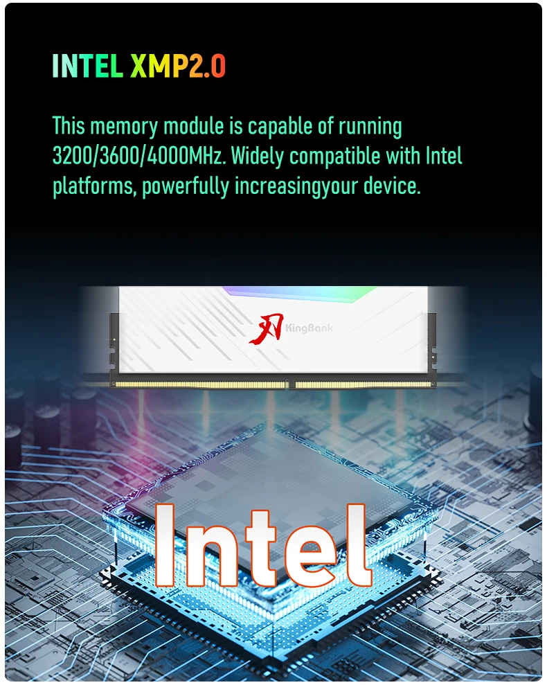 KingBank memoria ram RGB RAM ddr4 8GBx2 16GBx2 3200MHz 3600MHz 4000MHz Hynix dual-channel DIMM desktop memory ram