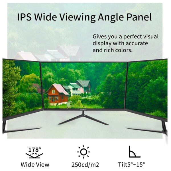 GreBear IPS Computer Monitor 24 Inch, FHD 1080p PC Monitor 5ms(GTG) 99% sRGB,Ultra Slim, LED Low Blue Light An - Image 5