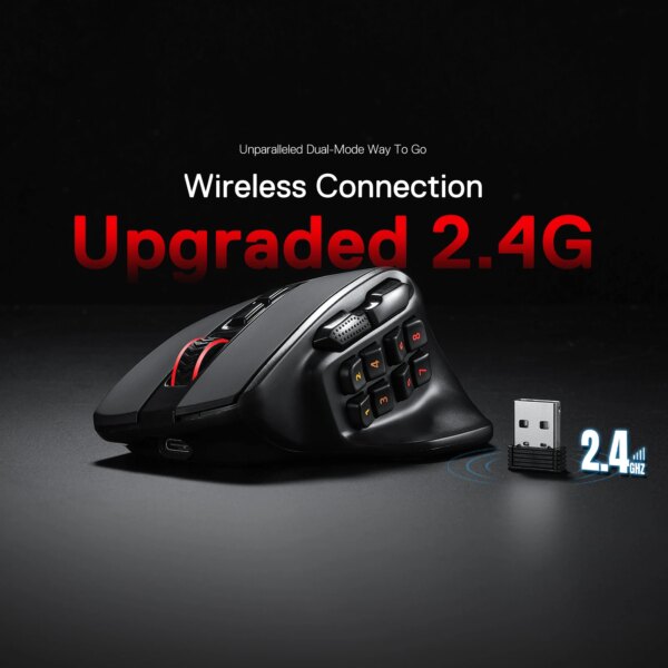 Redragon M811 PRO Wireless MMO Gaming Mouse, 15 Programmable Buttons RGB Gamer Mouse, 10 Side Macro Keys - Image 2