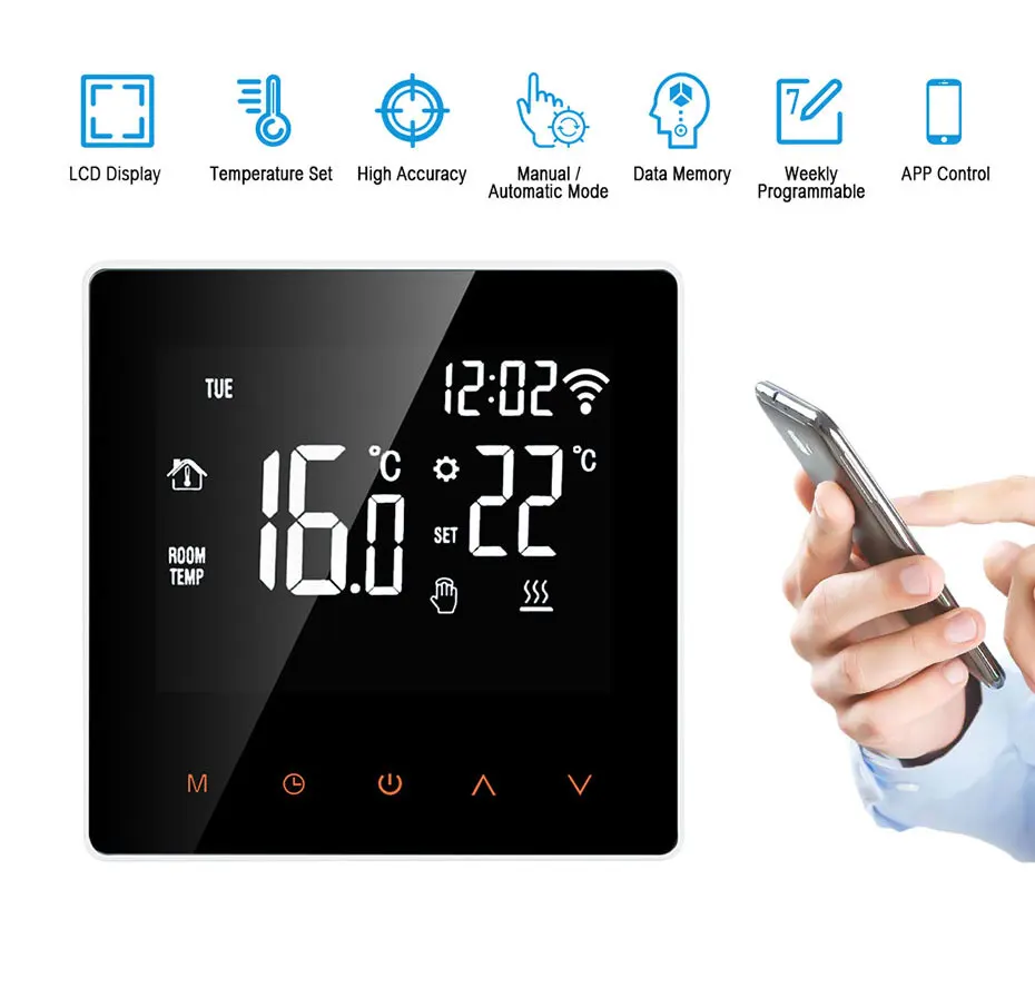 AVATTO Tuya WiFi Smart Thermostat Electric Heating Water Gas Boiler Temperature Remote Controller Work with Alexa,Google Home AVATTO Tuya WiFi Smart Thermostat Electric Heating Water Gas Boiler Temperature Remote Controller Work with Alexa,Google Home