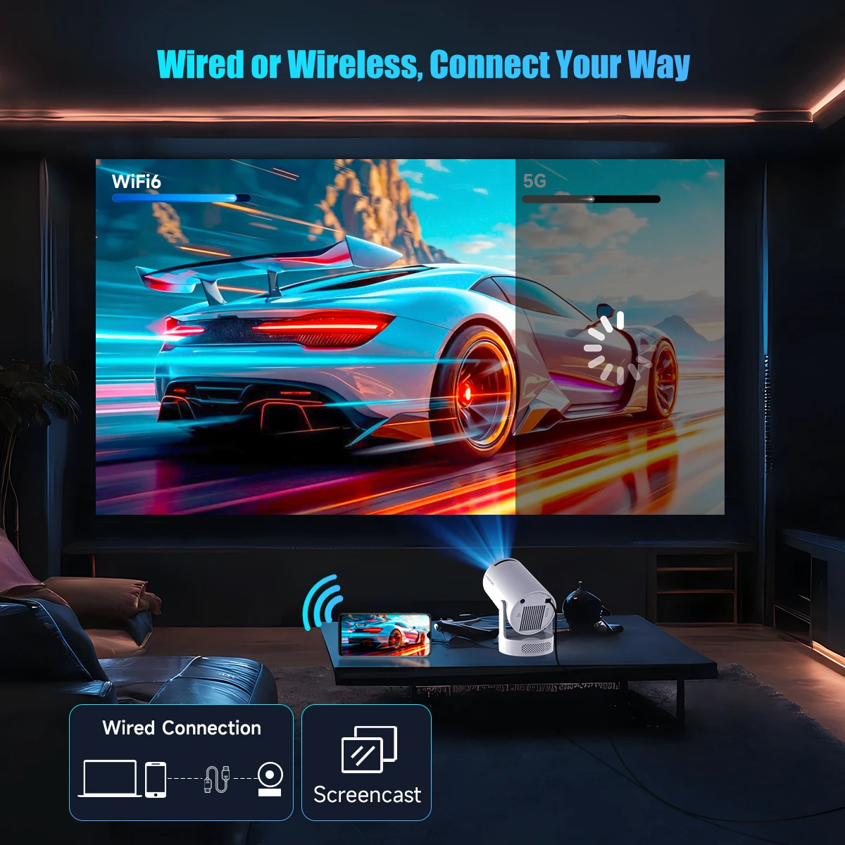 Magcubic HY300 Pro + Projector 4K 720P With 5W Speaker Android 11 8000 Lumens WiFi 6 BT5.4 Outdoor Video Home Theater Projector Magcubic HY300 Pro + Projector 4K 720P With 5W Speaker Android 11 8000 Lumens WiFi 6 BT5.4 Outdoor Video Home Theater Projector