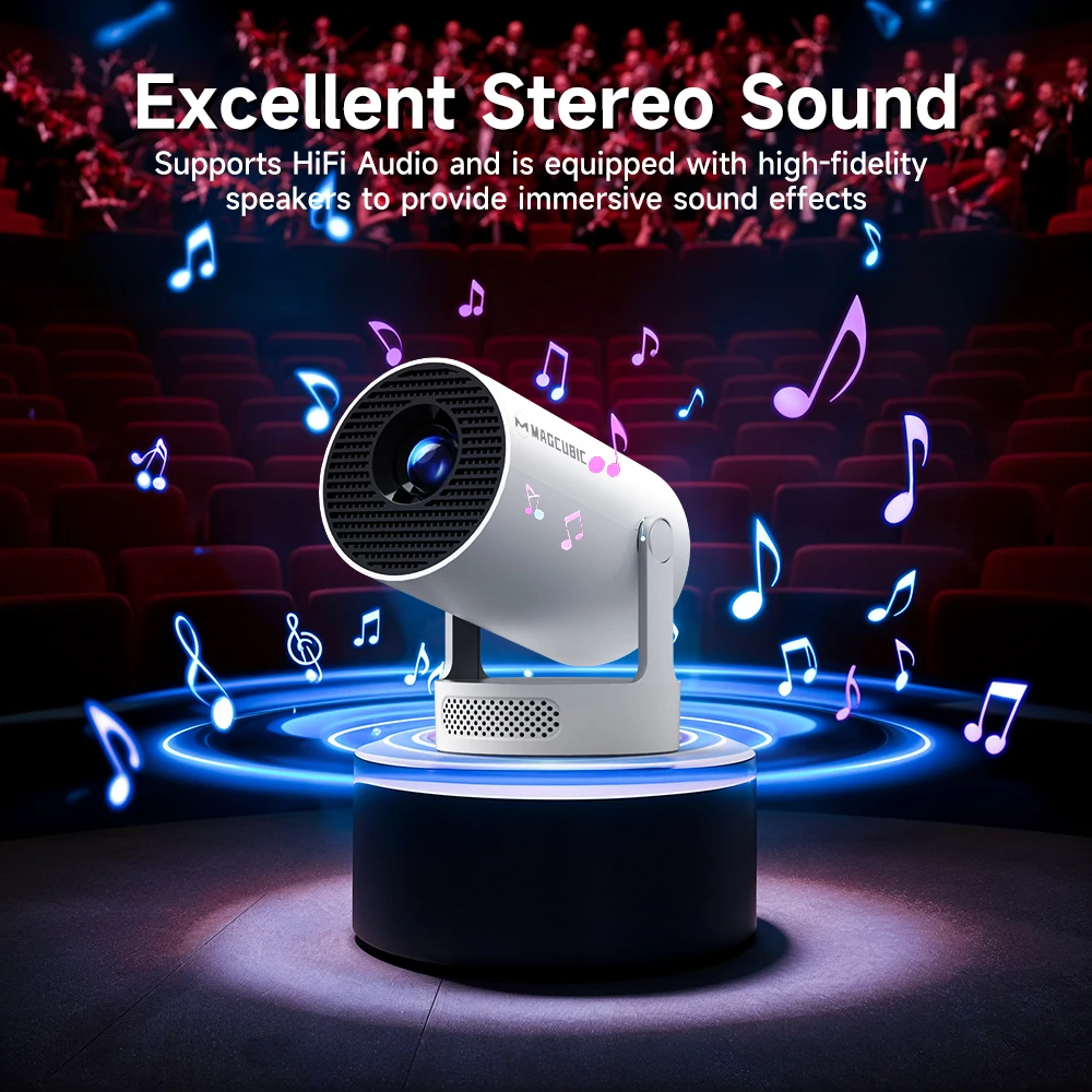 Magcubic HY300 Pro + Projector 4K 720P With 5W Speaker Android 11 8000 Lumens WiFi 6 BT5.4 Outdoor Video Home Theater Projector