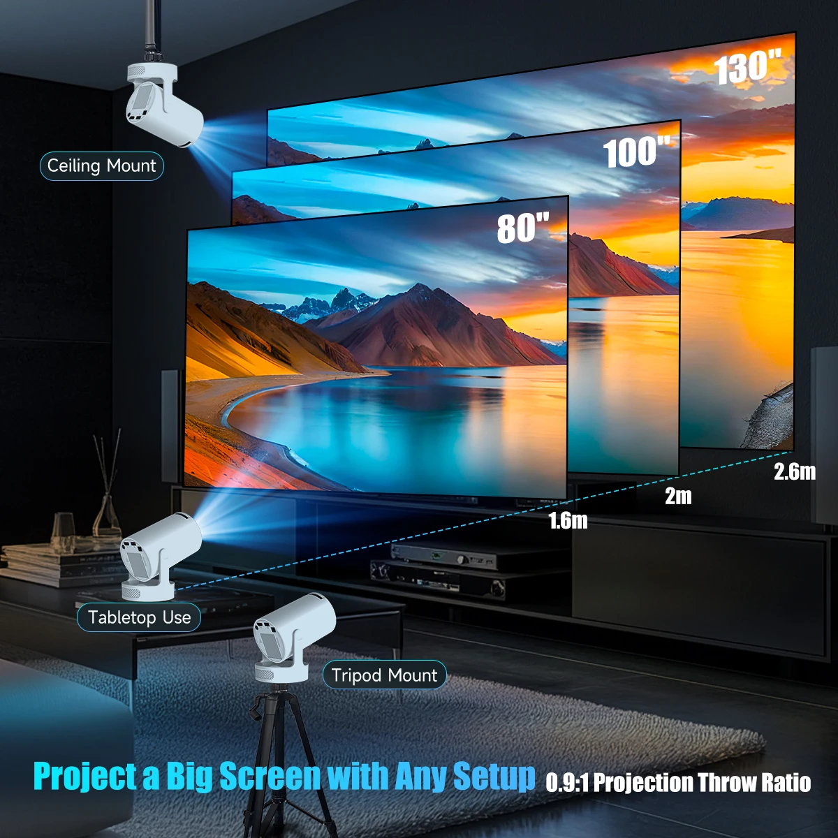 Magcubic HY300 Pro + Projector 4K 720P With 5W Speaker Android 11 8000 Lumens WiFi 6 BT5.4 Outdoor Video Home Theater Projector Magcubic HY300 Pro + Projector 4K 720P With 5W Speaker Android 11 8000 Lumens WiFi 6 BT5.4 Outdoor Video Home Theater Projector