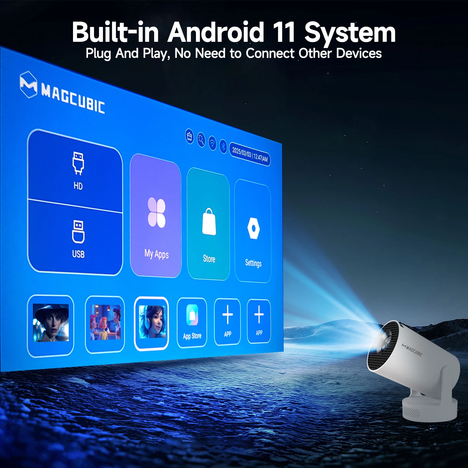 Magcubic HY300 Pro + Projector 4K 720P With 5W Speaker Android 11 8000 Lumens WiFi 6 BT5.4 Outdoor Video Home Theater Projector Magcubic HY300 Pro + Projector 4K 720P With 5W Speaker Android 11 8000 Lumens WiFi 6 BT5.4 Outdoor Video Home Theater Projector