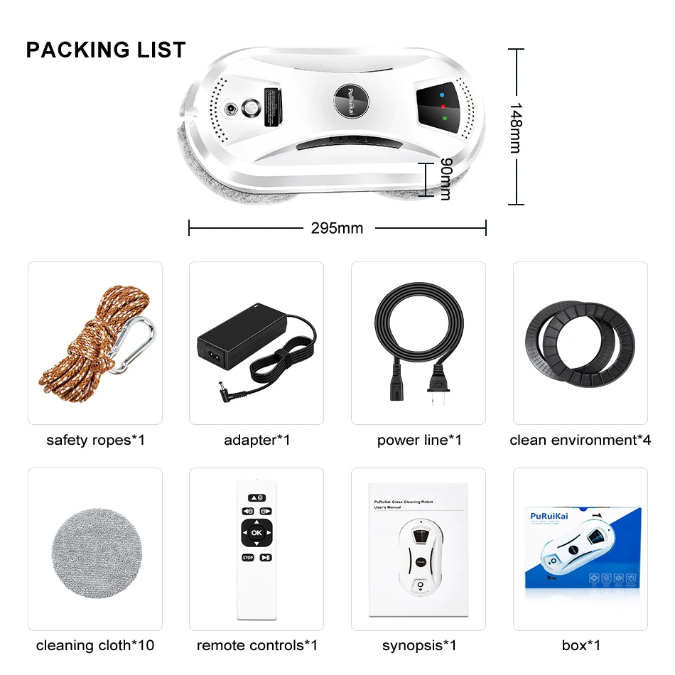 PuRuiKai Ultra thin Robot vacuum cleaner window cleaning robot window electric glass limpiacristales remote control for home