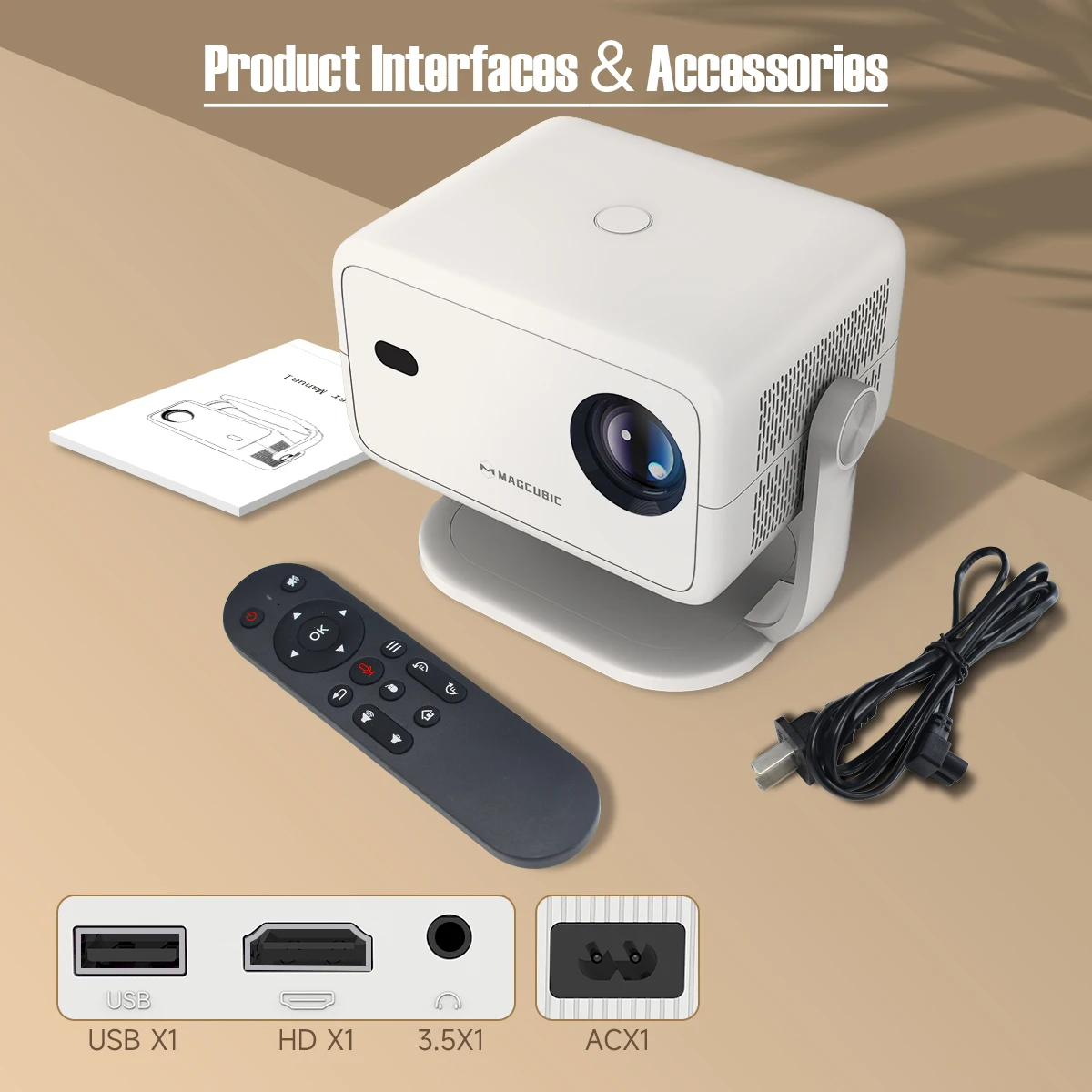 Magcubic 650ANSI L018 Projector 4K Native 1080P Auto Focus & Keystone Correction Android11 BT5.2 WIFI6 360° Portable Home Cinema Magcubic 650ANSI L018 Projector 4K Native 1080P Auto Focus & Keystone Correction Android11 BT5.2 WIFI6 360° Portable Home Cinema