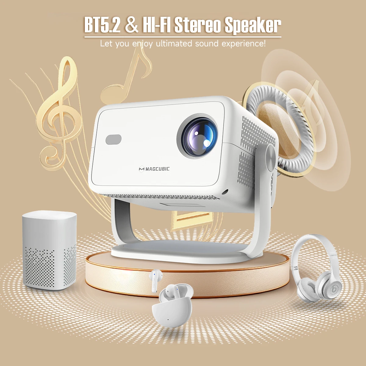 Magcubic 650ANSI L018 Projector 4K Native 1080P Auto Focus & Keystone Correction Android11 BT5.2 WIFI6 360° Portable Home Cinema Magcubic 650ANSI L018 Projector 4K Native 1080P Auto Focus & Keystone Correction Android11 BT5.2 WIFI6 360° Portable Home Cinema