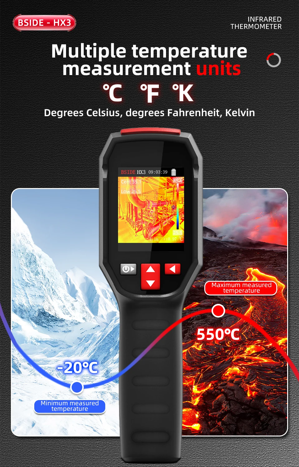 BSIDE NEW Thermal Imager Camera HX1 HX3 Laser Thermographic HD Resolution For Circuit PCB Repair Pipeline Detection Medical