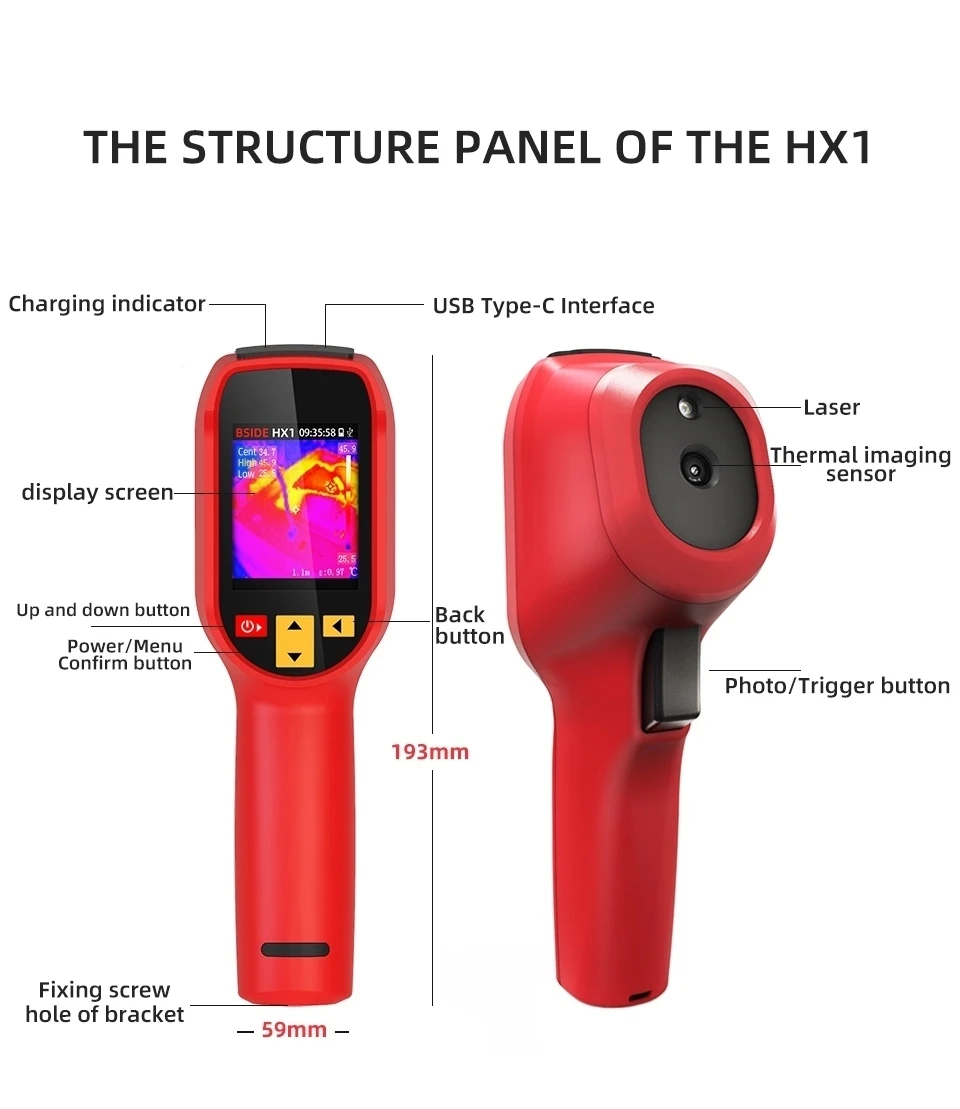 BSIDE NEW Thermal Imager Camera HX1 HX3 Laser Thermographic HD Resolution For Circuit PCB Repair Pipeline Detection Medical