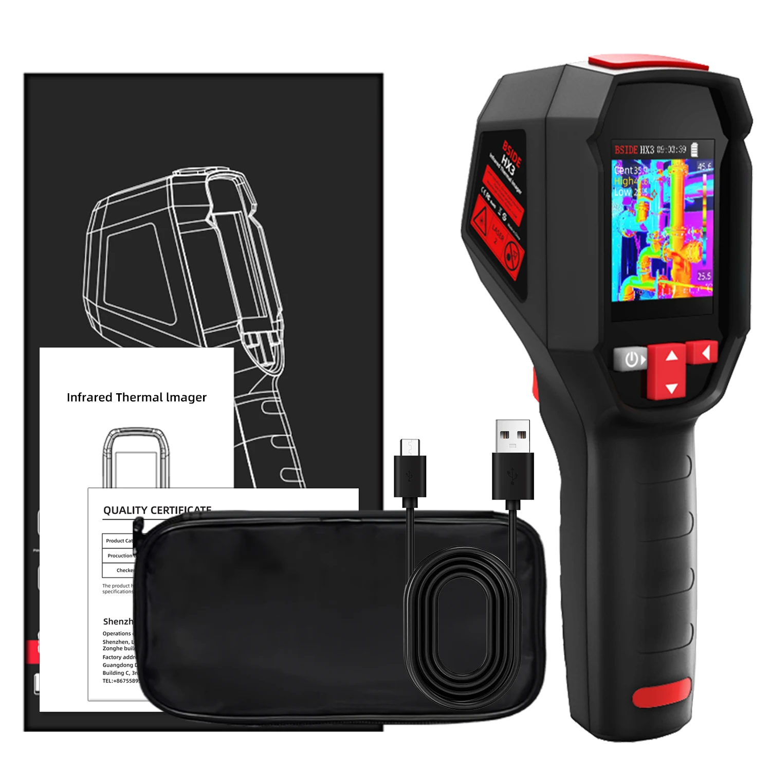 BSIDE NEW Thermal Imager Camera HX1 HX3 Laser Thermographic HD Resolution For Circuit PCB Repair Pipeline Detection Medical