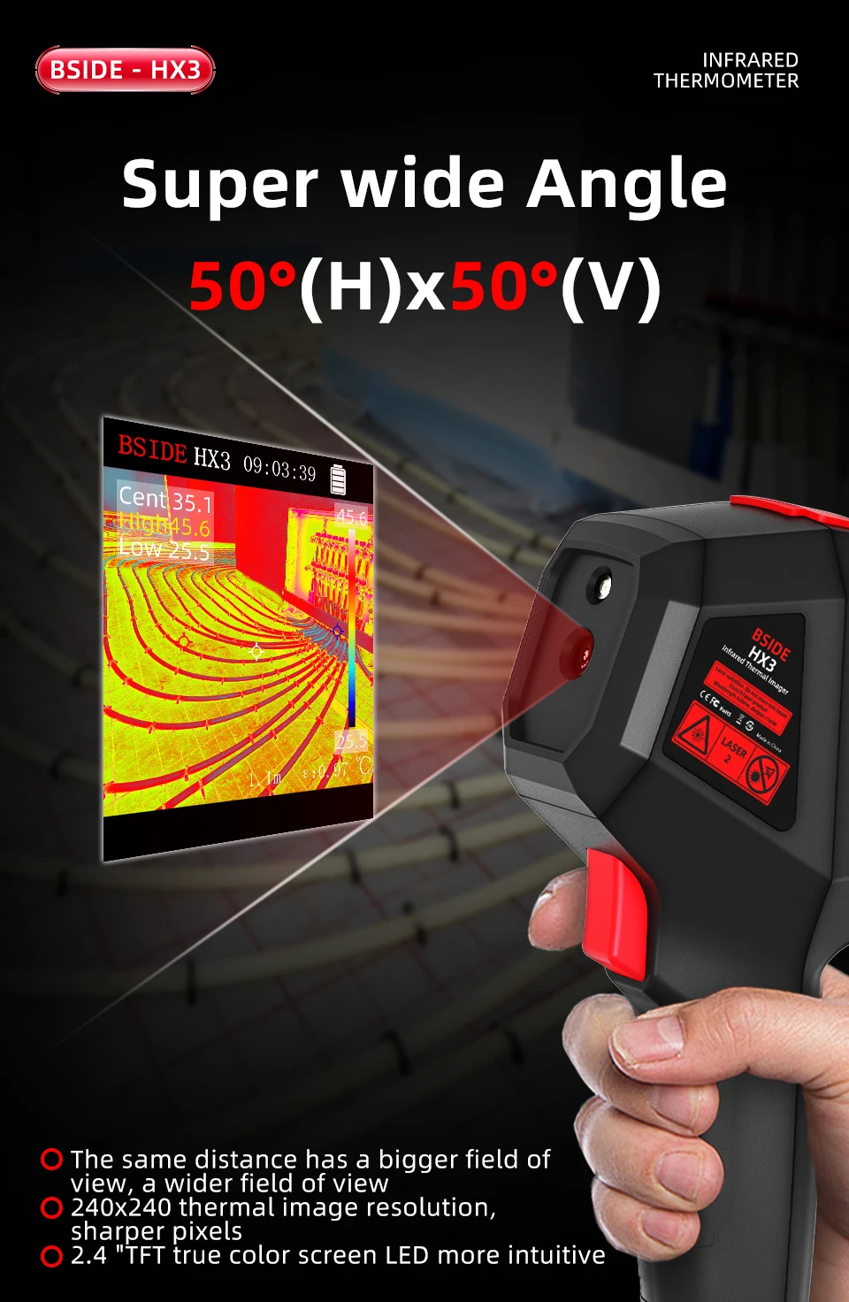 BSIDE NEW Thermal Imager Camera HX1 HX3 Laser Thermographic HD Resolution For Circuit PCB Repair Pipeline Detection Medical