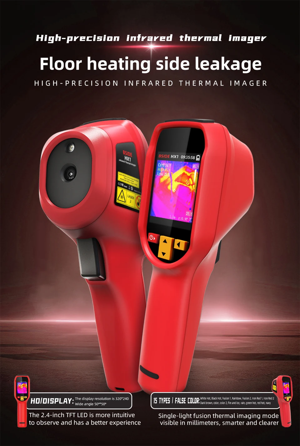 BSIDE NEW Thermal Imager Camera HX1 HX3 Laser Thermographic HD Resolution For Circuit PCB Repair Pipeline Detection Medical