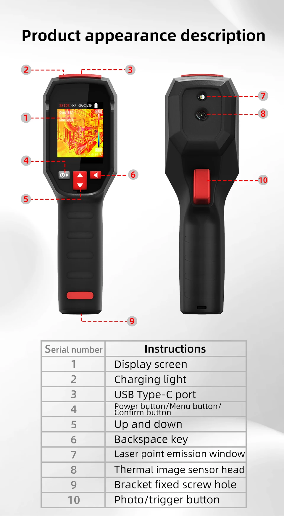BSIDE NEW Thermal Imager Camera HX1 HX3 Laser Thermographic HD Resolution For Circuit PCB Repair Pipeline Detection Medical