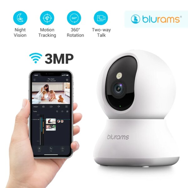 Blurams Baby Monitor Camera 2K HD Home Security Camera with Motion Detection and Two-Way Audio, Easy Setup, Clear Day & Night