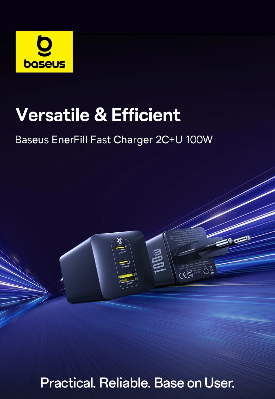 Baseus Fast Charger PD 100W Type C USB EU Charger Support Portable Fast Charger for Huawei iPhone 16 15 14 13 Laptop Charger
