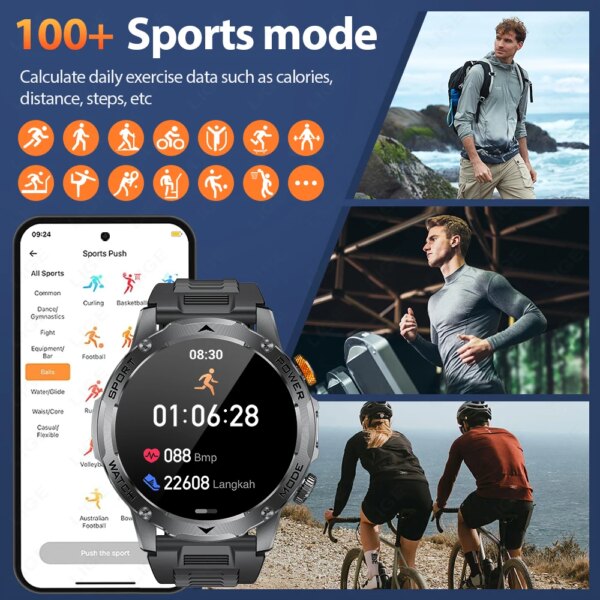 LIGE New Smart Watch Men 1000mAh Large Capacity Battery Outdoor Flashlight Bluetooth Call Waterproof Sport Fitness Smartwatch - Image 3