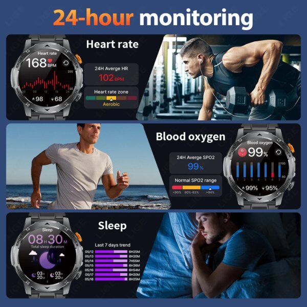 LIGE New Smart Watch Men 1000mAh Large Capacity Battery Outdoor Flashlight Bluetooth Call Waterproof Sport Fitness Smartwatch - Image 4