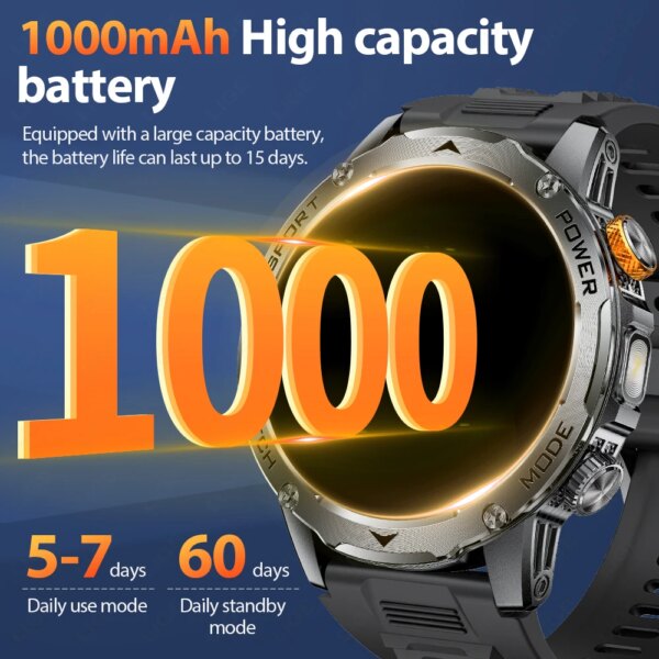 LIGE New Smart Watch Men 1000mAh Large Capacity Battery Outdoor Flashlight Bluetooth Call Waterproof Sport Fitness Smartwatch - Image 2