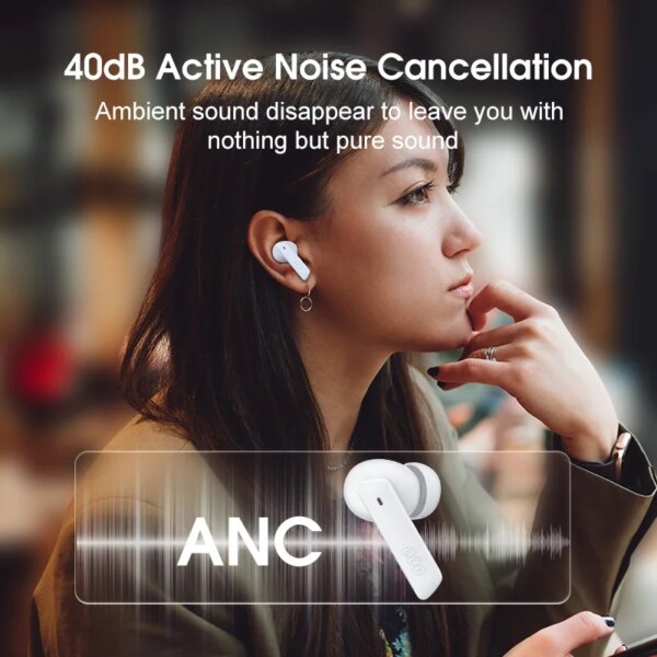 NEW QCY HT05 ANC Wireless TWS Bluetooth 5.2 Earphones 40dB Active Noise Cancellation Headset 6 Mic ENC HD Call TWS Earbuds - Image 2