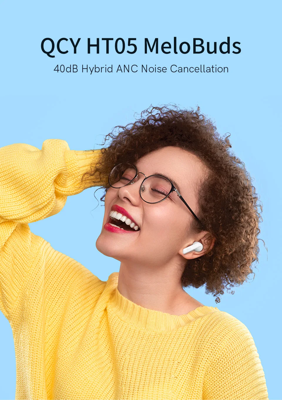 NEW QCY HT05 ANC Wireless TWS Bluetooth 5.2 Earphones 40dB Active Noise Cancellation Headset 6 Mic ENC HD Call TWS Earbuds