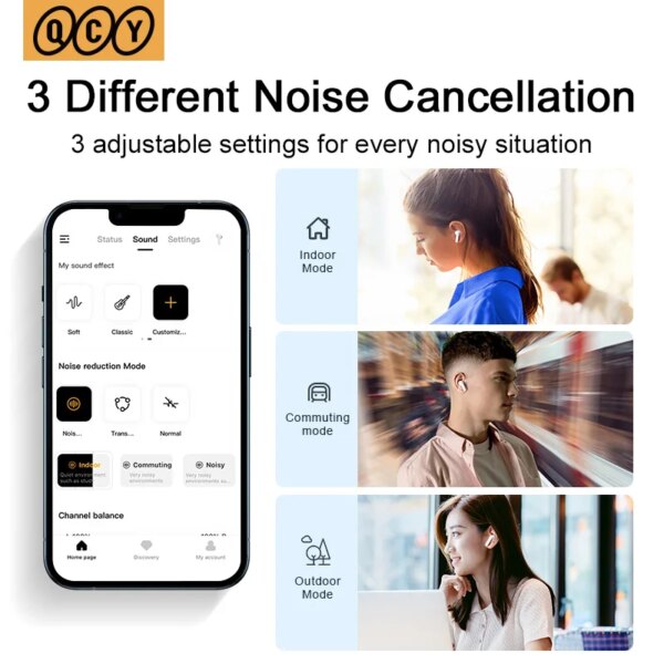 NEW QCY HT05 ANC Wireless TWS Bluetooth 5.2 Earphones 40dB Active Noise Cancellation Headset 6 Mic ENC HD Call TWS Earbuds - Image 3