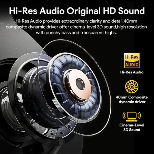 QCY H3 ANC Wireless Headphones Bluetooth 5.4 Hi-Res Audio Over Ear Headset 43dB Hybrid Active Noise Cancellation Earphones 60H - Image 3