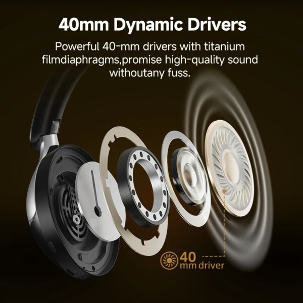 QCY H3 Pro ANC Wireless Headphone 50dB Noise Canceling Hi-Res Spatial Audio Earphone with LDAC Bluetooth 5.4 Over Ear Headset - Image 4
