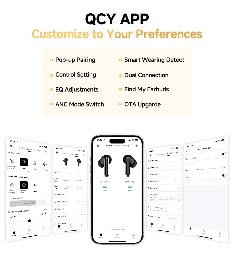 QCY MeloBuds Pro ANC Wireless Bluetooth Earphones 46dB Hybrid ANC Hi-Res LDAC Bluetooth 5.3 Earbuds 6 Mic 34H Playtime