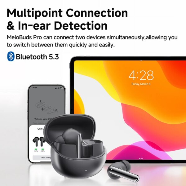 QCY MeloBuds Pro ANC Wireless Bluetooth Earphones 46dB Hybrid ANC Hi-Res LDAC Bluetooth 5.3 Earbuds 6 Mic 34H Playtime - Image 5