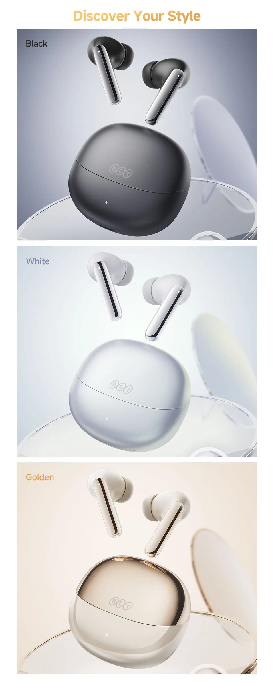 QCY MeloBuds Pro ANC Wireless Bluetooth Earphones 46dB Hybrid ANC Hi-Res LDAC Bluetooth 5.3 Earbuds 6 Mic 34H Playtime