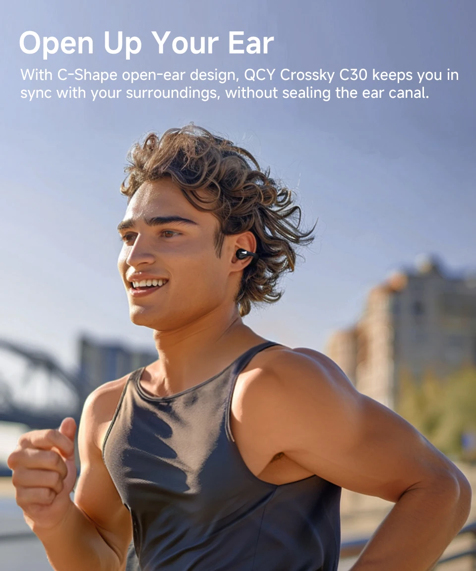 QCY Crossky C30 Wireless Earphones Bluetooth 5.4 Ear clip TWS Sports Earbuds Open Ear Earclip Dual-Connection Headphone