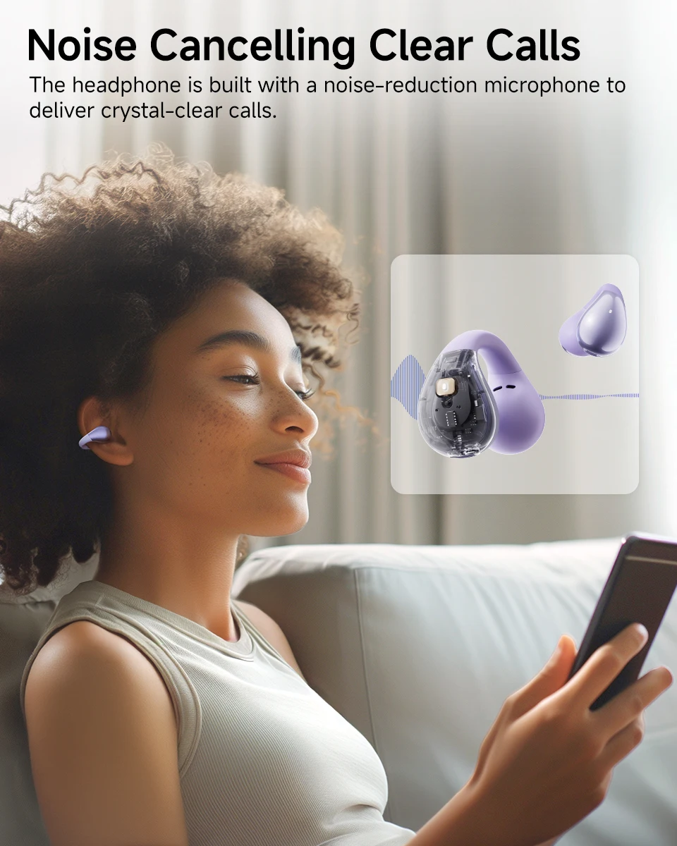 QCY Crossky C30 Wireless Earphones Bluetooth 5.4 Ear clip TWS Sports Earbuds Open Ear Earclip Dual-Connection Headphone