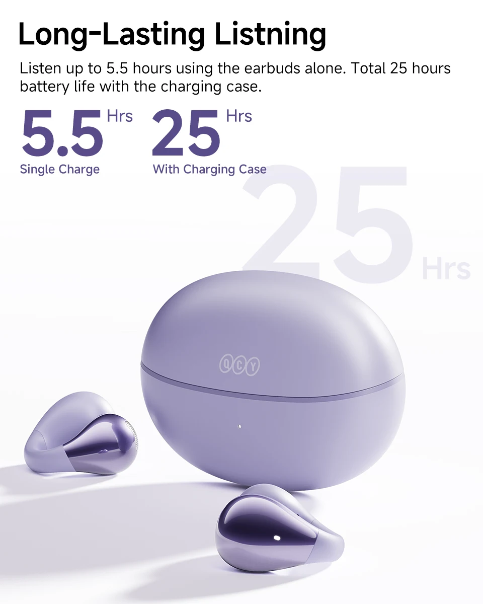 QCY Crossky C30 Wireless Earphones Bluetooth 5.4 Ear clip TWS Sports Earbuds Open Ear Earclip Dual-Connection Headphone