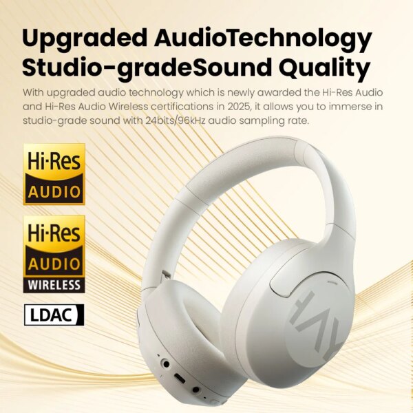 HAYLOU S30 Wireless Bluetooth 5.4 Headphones 43dB Adaptive Noise Cancelling Headsets 40mm Driver 80H Playtime Earphones - Image 3